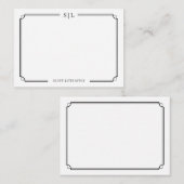 Classic Elegant Monogram Black White Two Border Notitiekaartje (Voorkant / Achterkant)