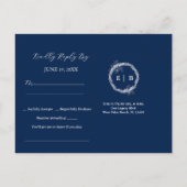 Classic Elegant Navy Blue bruiloft RSVP Briefkaart (Achterkant)