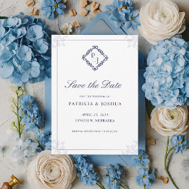 Classic Elegant Navy Blue Save the Date Kaart