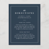 Classic Elegant Navy Blue Wedding Routebeschrijvin Informatiekaartje (Voorkant)