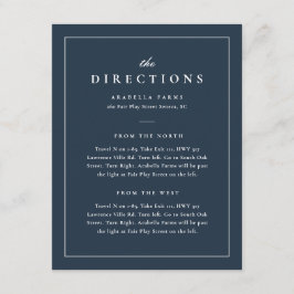 Classic Elegant Navy Blue Wedding Routebeschrijvin Informatiekaartje