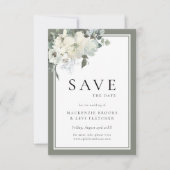 Classic Elegant Olijf Waterverf Bloemen Save The Date (Voorkant)