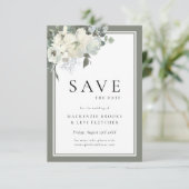 Classic Elegant Olijf Waterverf Bloemen Save The Date (Staand voorkant)