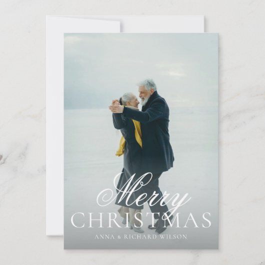 Classic Elegant Paar Foto Kerst Kaart (Voorkant)