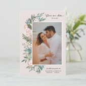 Classic Elegant Painted Floral 2 Foto | Blush Save The Date (Staand voorkant)