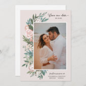 Classic Elegant Painted Floral 2 Foto | Blush Save The Date (Voorkant / Achterkant)