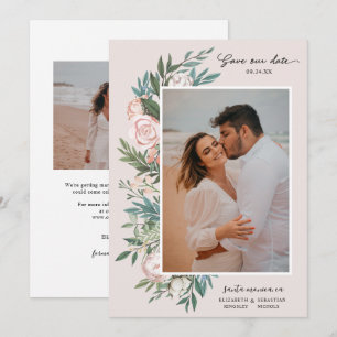 Classic Elegant Painted Floral 2 Foto   Blush Save The Date