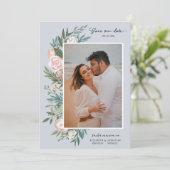 Classic Elegant Painted Floral 2 Foto | Dusty Save The Date (Staand voorkant)