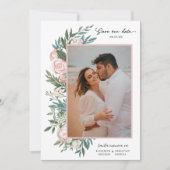 Classic Elegant Painted Floral 2 Foto | wit Save The Date (Voorkant)