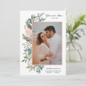 Classic Elegant Painted Floral 2 Foto | wit Save The Date (Staand voorkant)