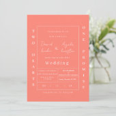 Classic elegant peach wedding invitation kaart (Staand voorkant)