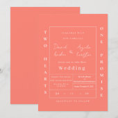 Classic elegant peach wedding invitation kaart (Voorkant / Achterkant)