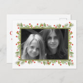 Classic Elegant Pinecone Holly Greenery 1 Foto Feestdagenkaart (Voorkant / Achterkant)