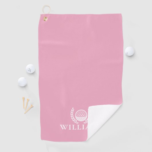Classic Elegant Pink Personalized Name Monogram Golfhanddoek (Insitu)