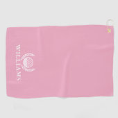 Classic Elegant Pink Personalized Name Monogram Golfhanddoek (Horizontaal)