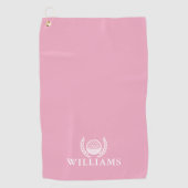 Classic Elegant Pink Personalized Name Monogram Golfhanddoek (Voorkant)