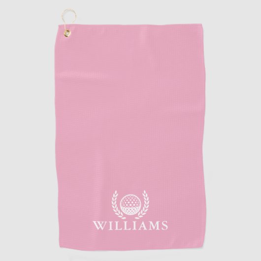 Classic Elegant Pink Personalized Name Monogram Golfhanddoek (Voorkant)