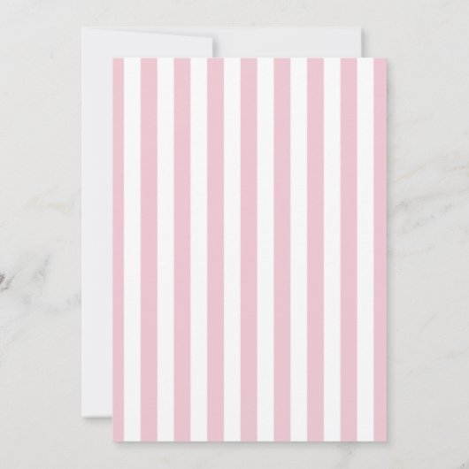 Classic Elegant Pink Stripes Girl Baby Shower Kaart (Achterkant)