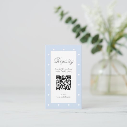 Classic Elegant Polka Dot Boy Baby shower Registry Informatiekaartje (Staand voorkant)