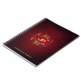 Classic Elegant Red Damask Monogram Sjabloon Notitieboek (Linkerzijde)