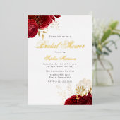 Classic Elegant Red Rose Vrijgezellenfeest Golden Folie Uitnodiging (Staand Voorkant)