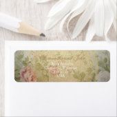 Classic Elegant Roze Rozen Terug Etiket (Insitu)