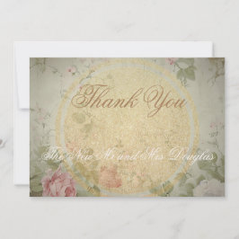 Classic Elegant  Roze Rozen Waterverf Bedankkaart