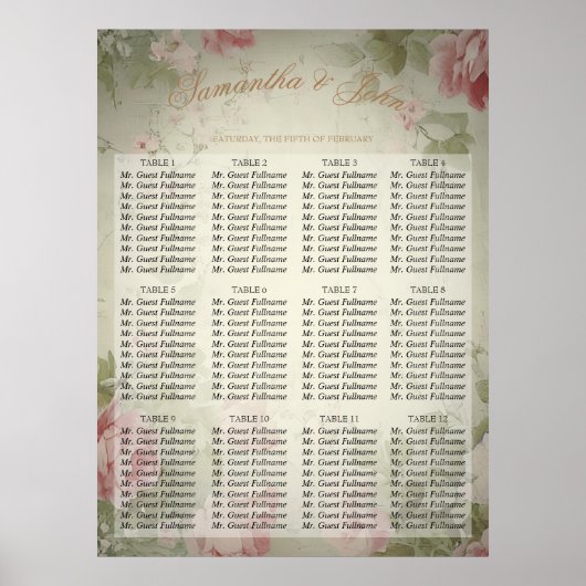 Classic Elegant Roze Rozen Waterverf Poster (Voorkant)