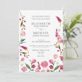 Classic Elegant Roze Waterverf Bloemen Bruiloft Kaart (Staand voorkant)