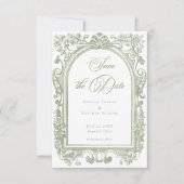 Classic Elegant Sage Arch Frame Photo Wedding Save The Date (Voorkant)