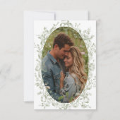 Classic Elegant Sage Floral Ribbon Photo Wedding Save The Date (Achterkant)