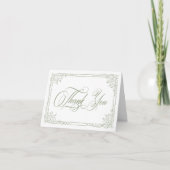 Classic Elegant Sage Green Floral Frame Wedding Bedankkaart (Voorkant)