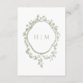 Classic Elegant Sage Green Floral Frame Wedding QR Informatiekaartje (Achterkant)