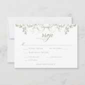 Classic Elegant Sage Green Floral Frame Wedding RSVP Kaartje (Voorkant)