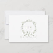 Classic Elegant Sage Green Floral Frame Wedding RSVP Kaartje (Achterkant)