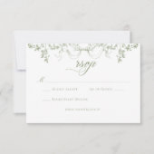 Classic Elegant Sage Green Floral Frame Wedding RSVP Kaartje (Voorkant)