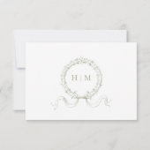 Classic Elegant Sage Green Floral Frame Wedding RSVP Kaartje (Achterkant)