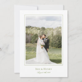 Classic Elegant Sage Green Wedding Photo Bedankkaart