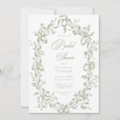 Classic Elegant Sage Oval Ribbon Bridal Shower Kaart (Voorkant)