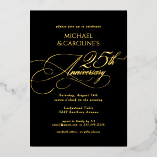 Classic Elegant Script 25th Wedding Jubileum Folie Uitnodiging