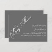 Classic Elegant Script Baby shower Grey Invitation Kaart (Voorkant / Achterkant)