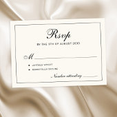 Classic elegant script black and ivory wedding RSVP kaartje