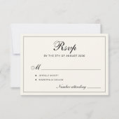 Classic elegant script black and ivory wedding RSVP kaartje (Voorkant)
