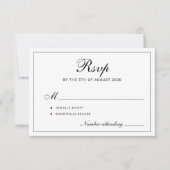Classic elegant script black and white wedding RSVP kaartje (Voorkant)