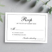 Classic elegant script black and white wedding RSVP kaartje