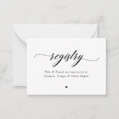Classic Elegant Script Bridal Baby shower Registry Notitiekaartje (Voorkant)