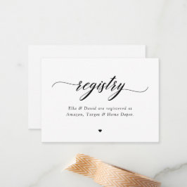 Classic Elegant Script Bridal Baby shower Registry Notitiekaartje