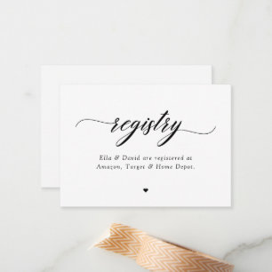 Classic Elegant Script Bridal Baby shower Registry Notitiekaartje