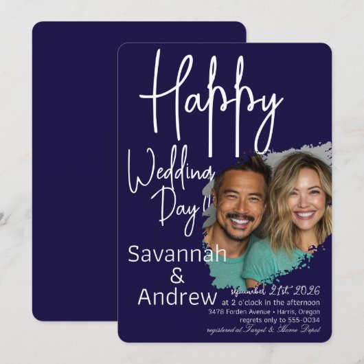 Classic Elegant Script bruiloft uitnodiging (Voorkant / Achterkant)