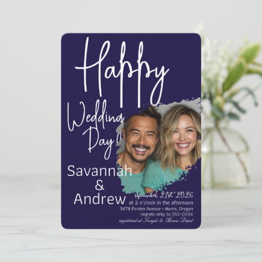 Classic Elegant Script bruiloft uitnodiging (Staand voorkant)